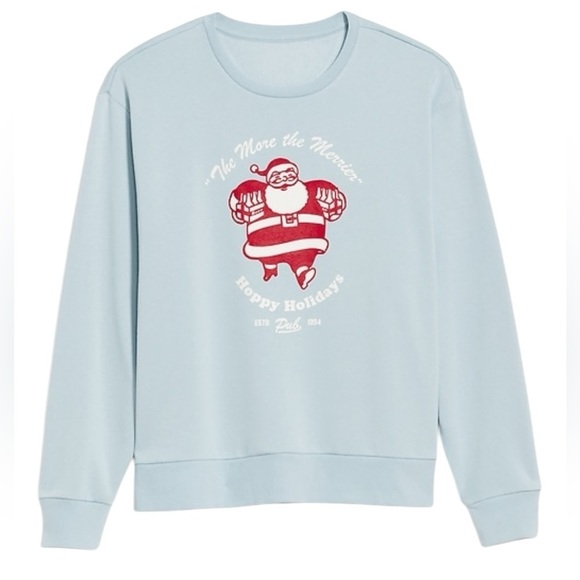 Old Navy Men's Blue Santa Holiday Graphic Sweatshirt Hoppy Holidays Size L - Picture 5 of 8
